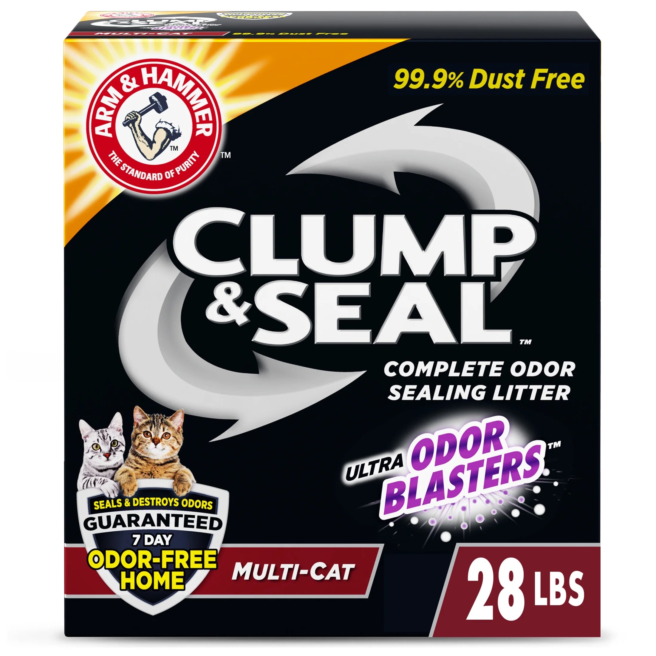 Clump & Seal Cat Litter with Ultra Odor Blasters, Multi-Cat Formula, Scented, 28 Lbs
