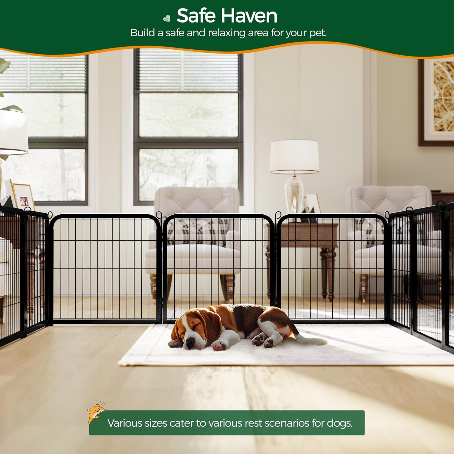 Yaheetech Dog Playpen 24In 16 Panels Pet Fence for Indoor Yard RV Camping | Easy Setup, Heavy Duty Rustproof Frame with Secure Latch Door, DIY Layouts,Foldable Storage, for Puppies & Small Dogs