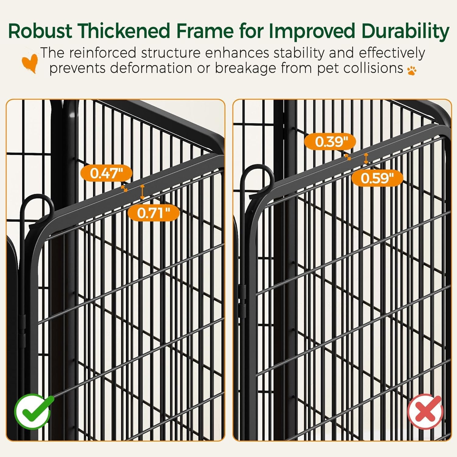 Yaheetech Dog Playpen 32In 16 Panels Pet Fence for Indoor Yard RV Camping | Easy Setup, Heavy Duty Rustproof Frame with Secure Latch Door, DIY Layouts,Foldable Storage, for Small & Medium Dogs