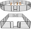 Yaheetech Dog Playpen 24In 16 Panels Pet Fence for Indoor Yard RV Camping | Easy Setup, Heavy Duty Rustproof Frame with Secure Latch Door, DIY Layouts,Foldable Storage, for Puppies & Small Dogs